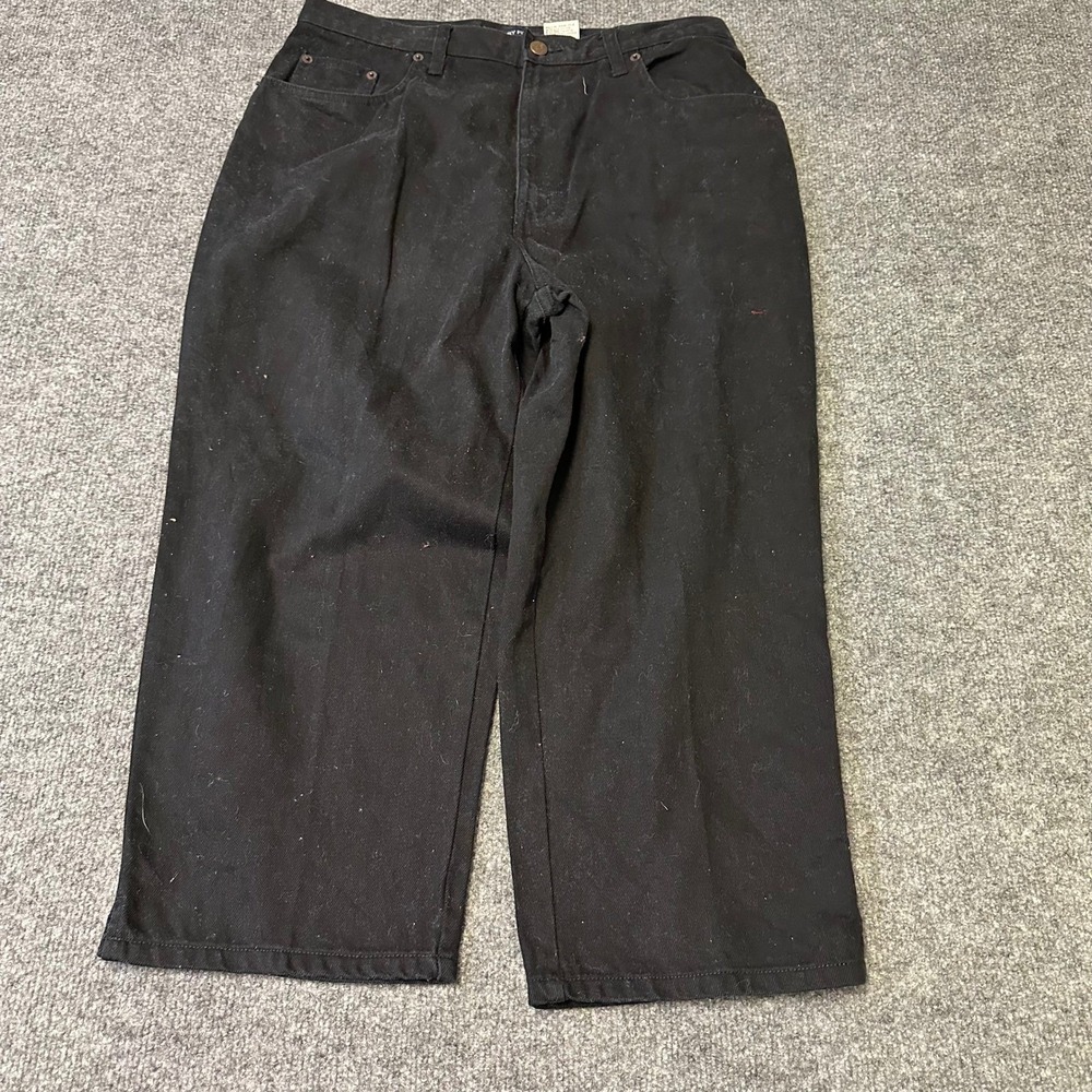 Bill Blass Jeans Womens Size 12 Black Easy Fit Wide Leg Denim High Rise Vintage